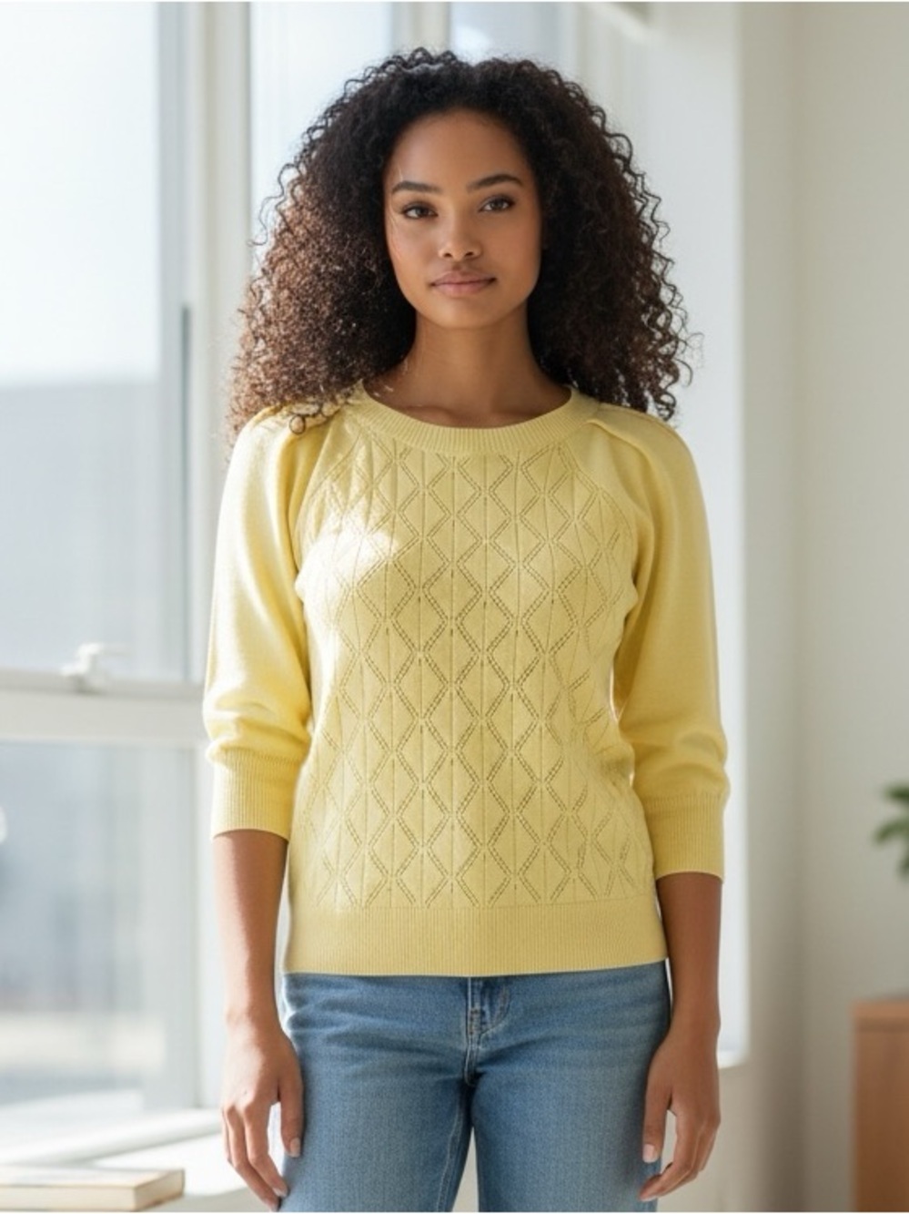 NEW! Ally Mae Yellow Women's Summer Sweater Top Size XL